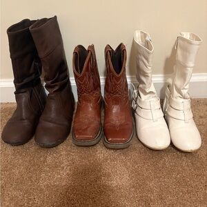 Durango Kids Brown and White Boots Trio